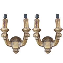 Pair of 20th Century Gold Italian Sconces