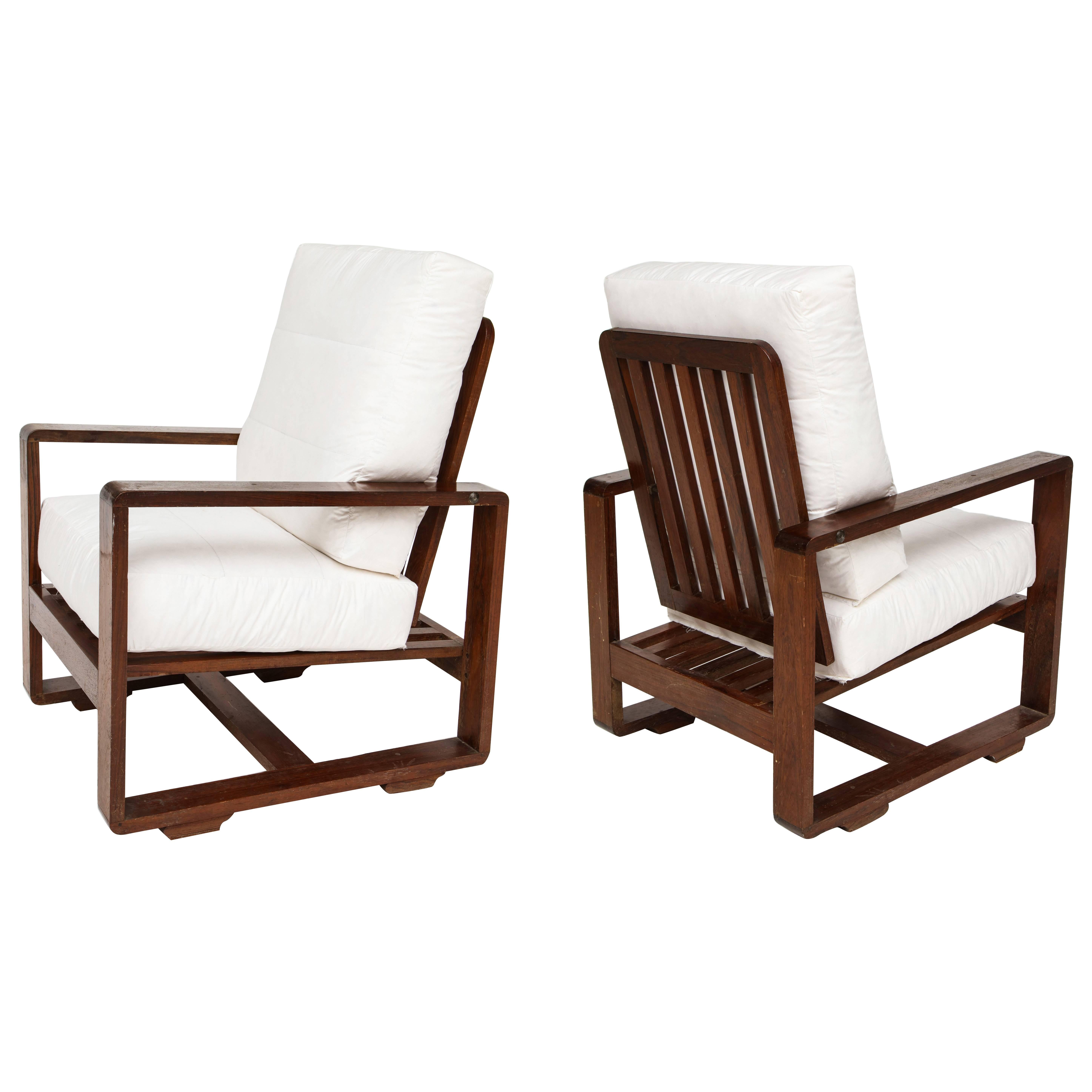 Sornay Style Deco Rosewood Lounge Chairs, France 1930-1940 Mid-Century Modernist For Sale