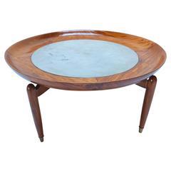 1960s, Scapinelli, Brazilian Caviuna and Marble Round Coffee Table 6