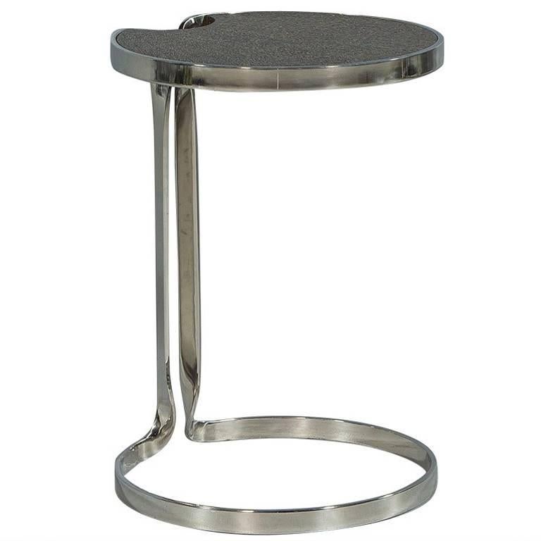 Stainless Steel and Cerused Oak Lilly Pad End Table
