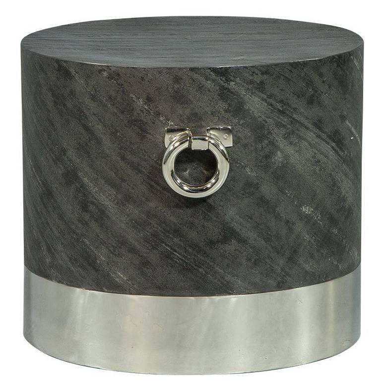 Grey Stone and Stainless Steel End Table