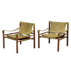 Pair of Arne Norell 'Sirocco' Safari Chairs, Aneby Mobler, Sweden, 1960s 1