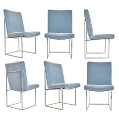 Milo Baughman 1187 Dining or Side Chairs, Set of Six, circa 1970