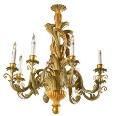 Vintage French Painted Wooden Chandelier