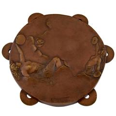 French Art Nouveau bronze sculpture tambourine with nudes by Villanis,1896 8
