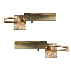 Mid-Century Modernist Swing Arm Brass Sconces by Boyd Lighting 6