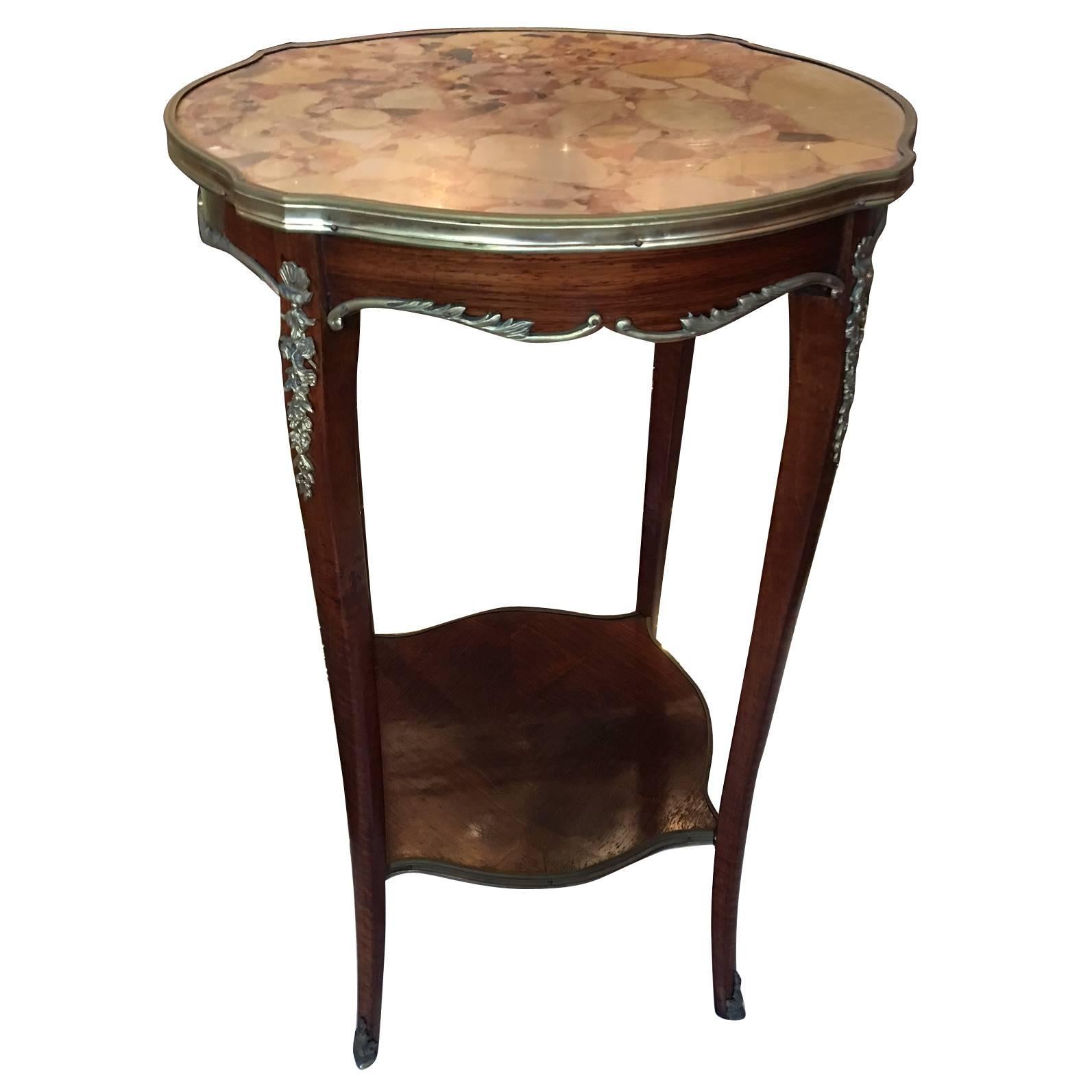 Louis XV Style Gilt and Marble-Top Gueridon or Side Table, Early 20th Century