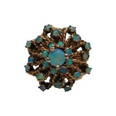 Vintage Opal and 14-Karat Yellow Gold Cocktail Ring, 1960s 1