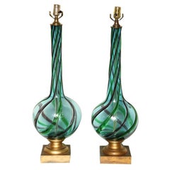 Pair of Tall Murano Seguso Lamps