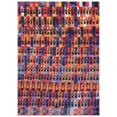 Colorful Wool Deep-Pile Vintage Turkish Deco Rug