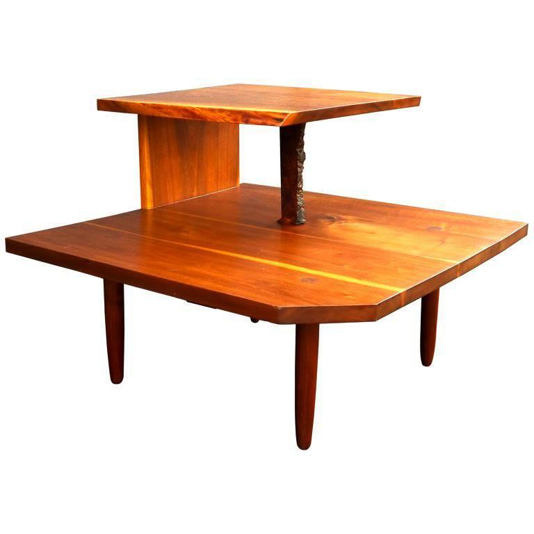 George Nakashima Free Edge Two-Tier Table For Sale