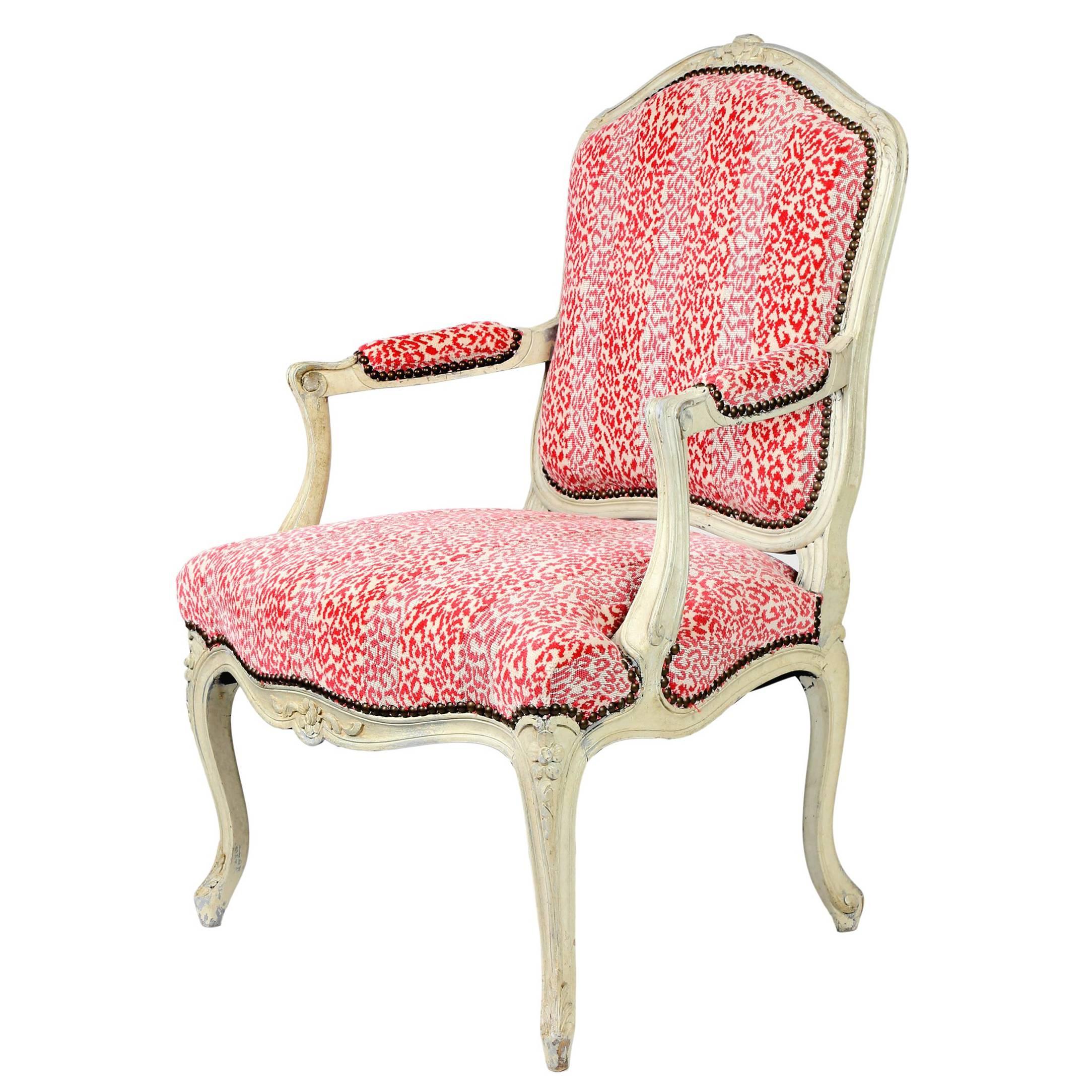 French Louis XV Style Painted Armchair