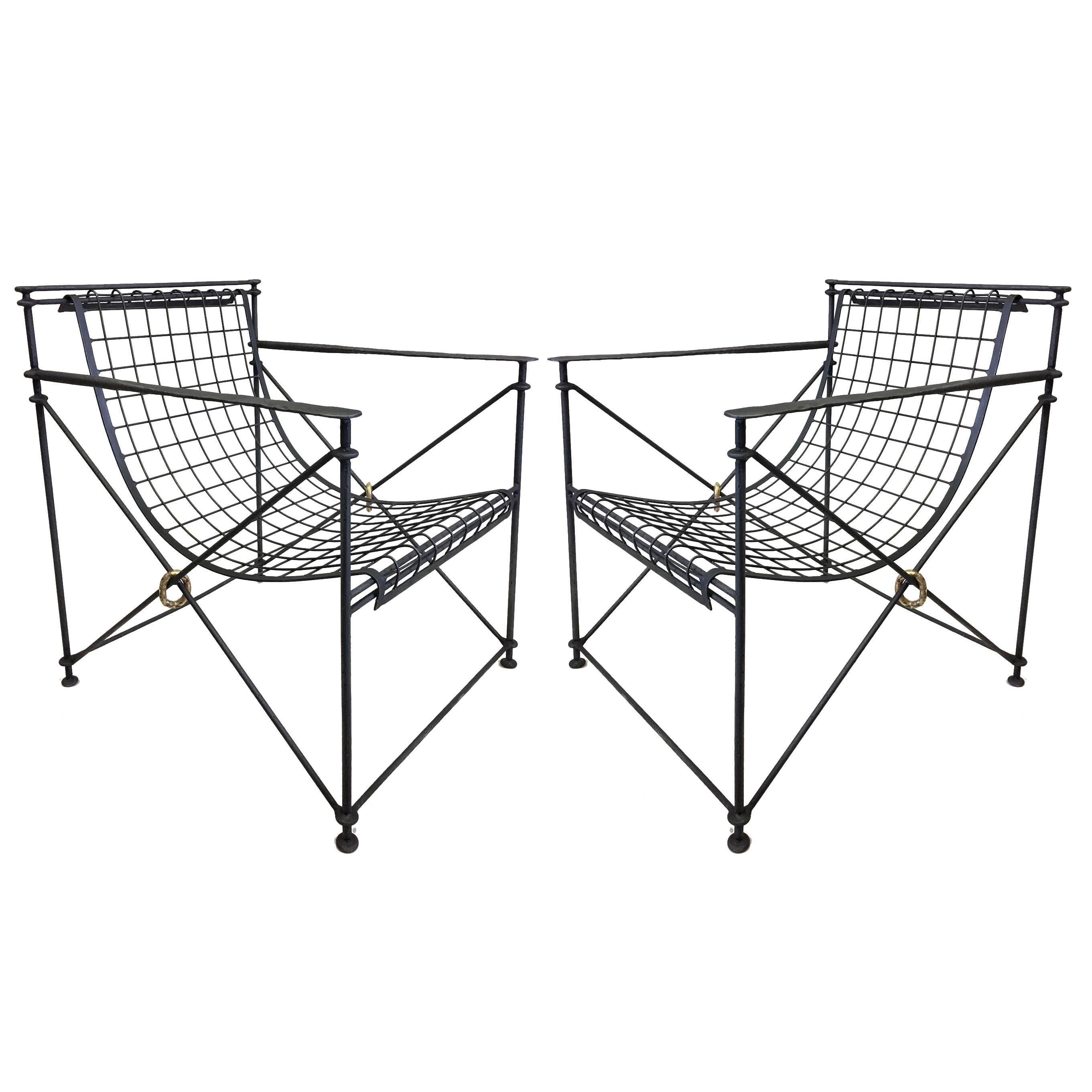 Pair Mid-Century Hand-Forged Lounge Chairs by Galerie Maison et Jardin, Paris