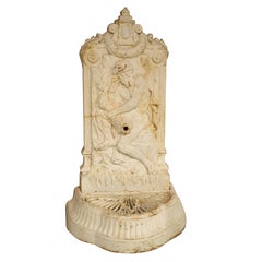 Used Painted Cast Iron Neptune Wall Fountain from France