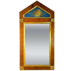 19th Century, Austrian Biedermeier Mirror with Carved Water Gilt Gold Sun Burst 2