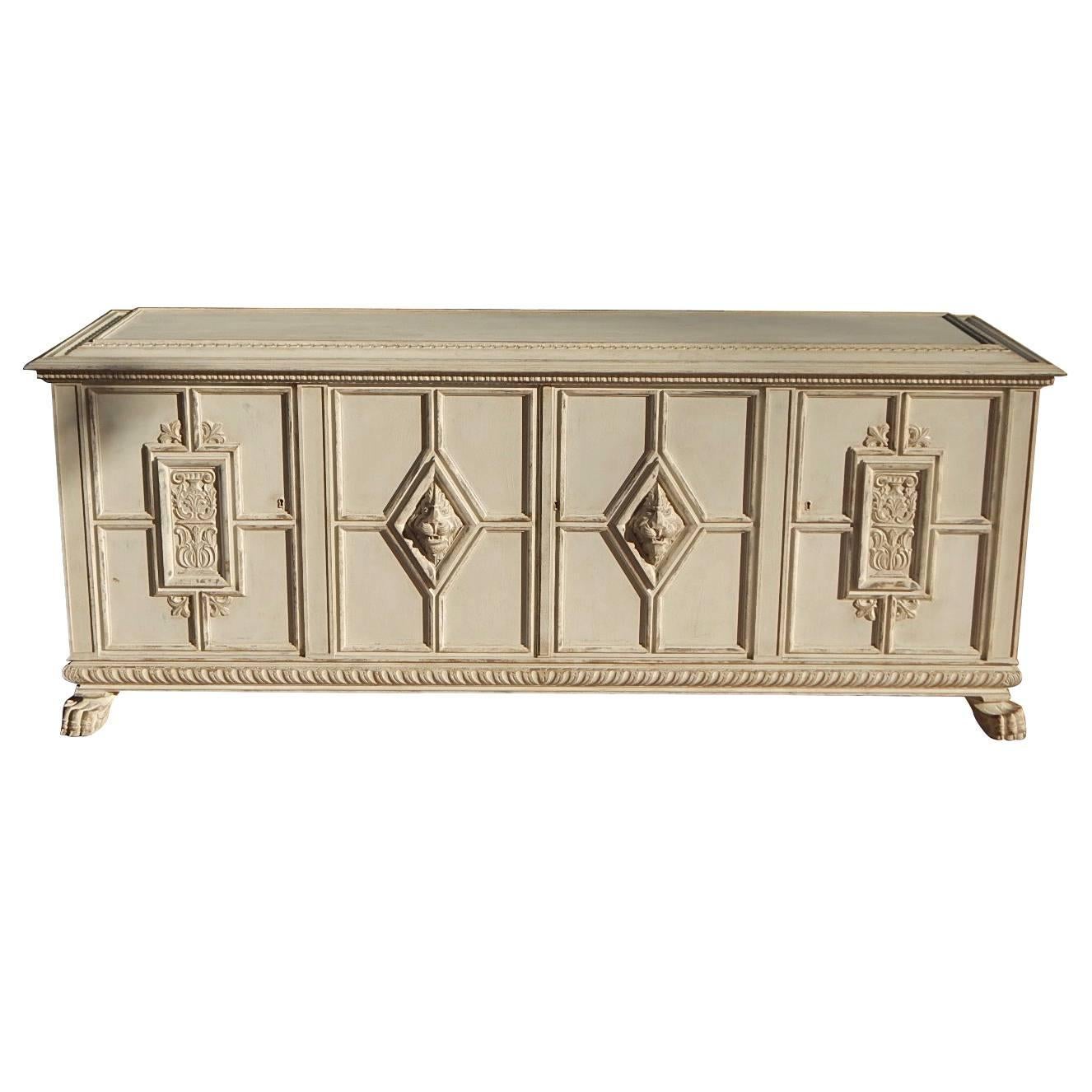 Swedish Neo-Gothic Storage Cabinet in Gustavian Painted Finish, circa 1920 For Sale