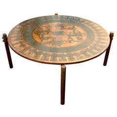 Stamped Copper Egyptian Themed Coffee Table, Norway, 1960