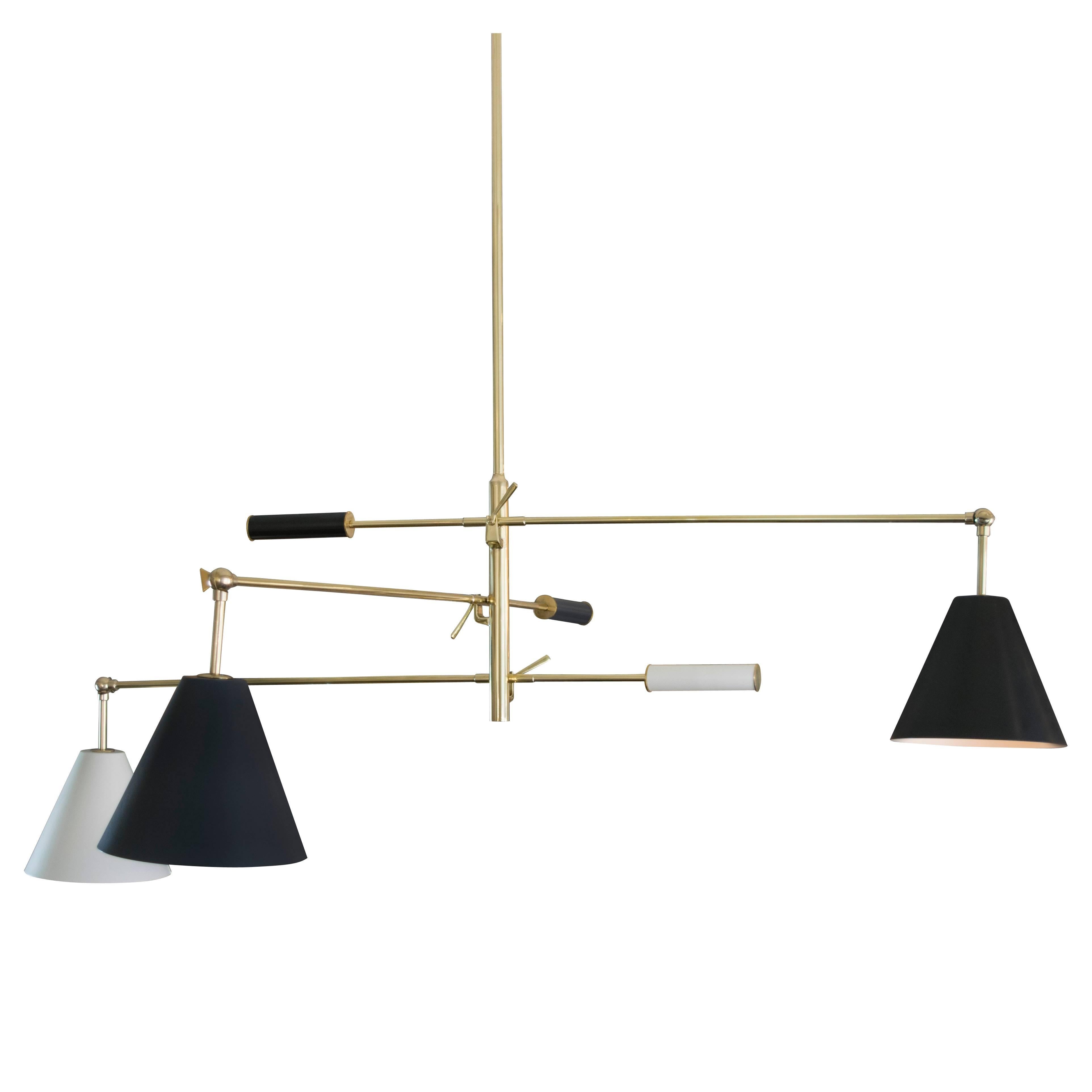 Arteluce "Triennial" Brass and Lacquer Chandelier from the 1950s For Sale