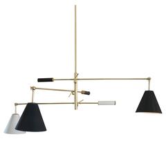 Arteluce "Triennial" Brass and Lacquer Chandelier from the 1950s