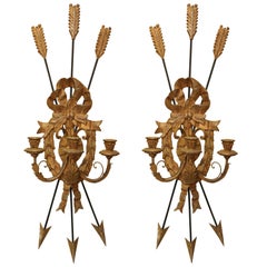 Vintage Pair of Italian Carved Giltwood Sconces