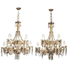 Italian Pair of Gilded Twelve-Light Antique Chandeliers Italian Pair of Gilded Twelve-Light Antique Chandeliers
