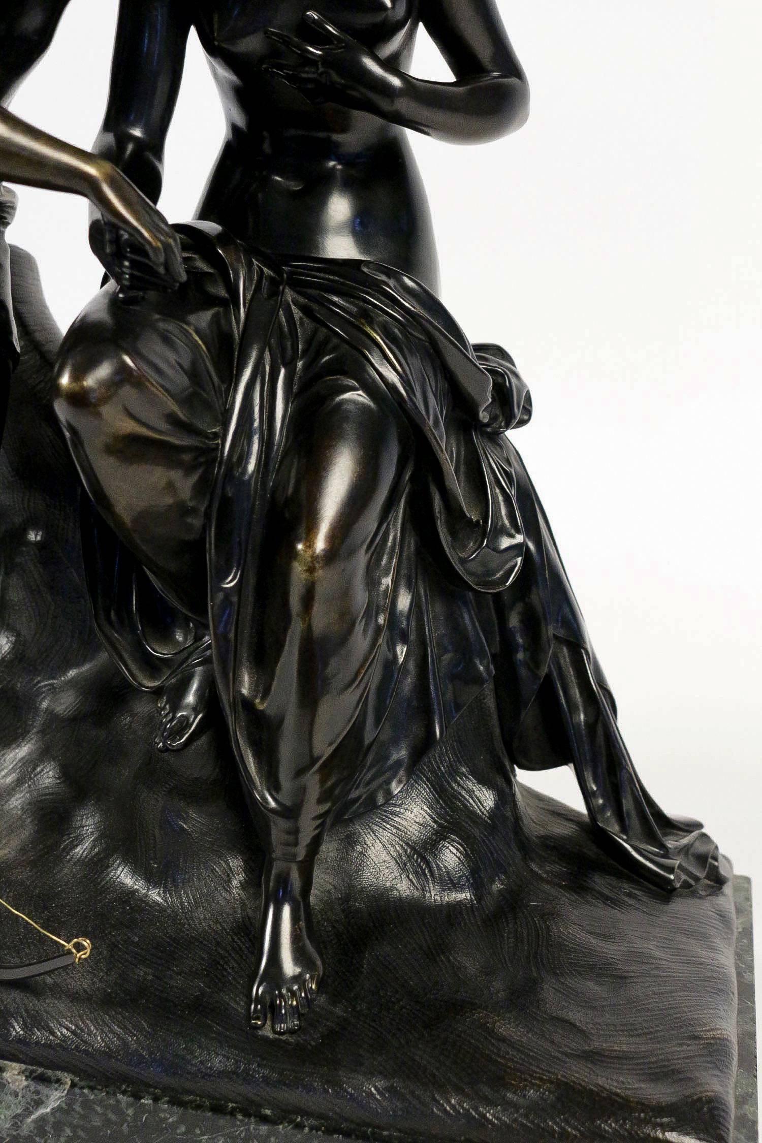 Annunciation Bronze Sculpture, French Romantic Period Circa 1830-1840 For Sale 1