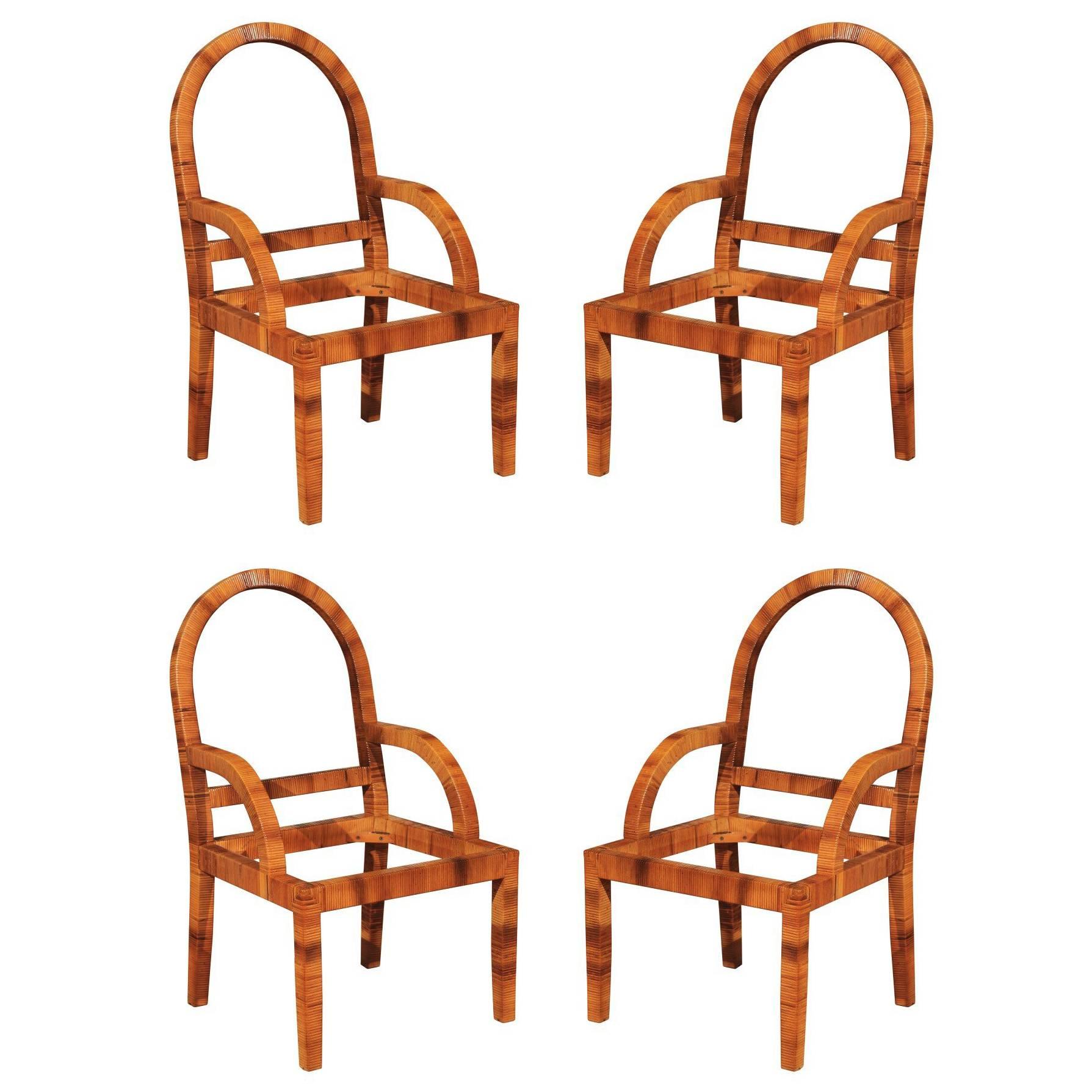 Outstanding Restored Set of 4 Vintage Cane Chairs by Bielecky Brothers