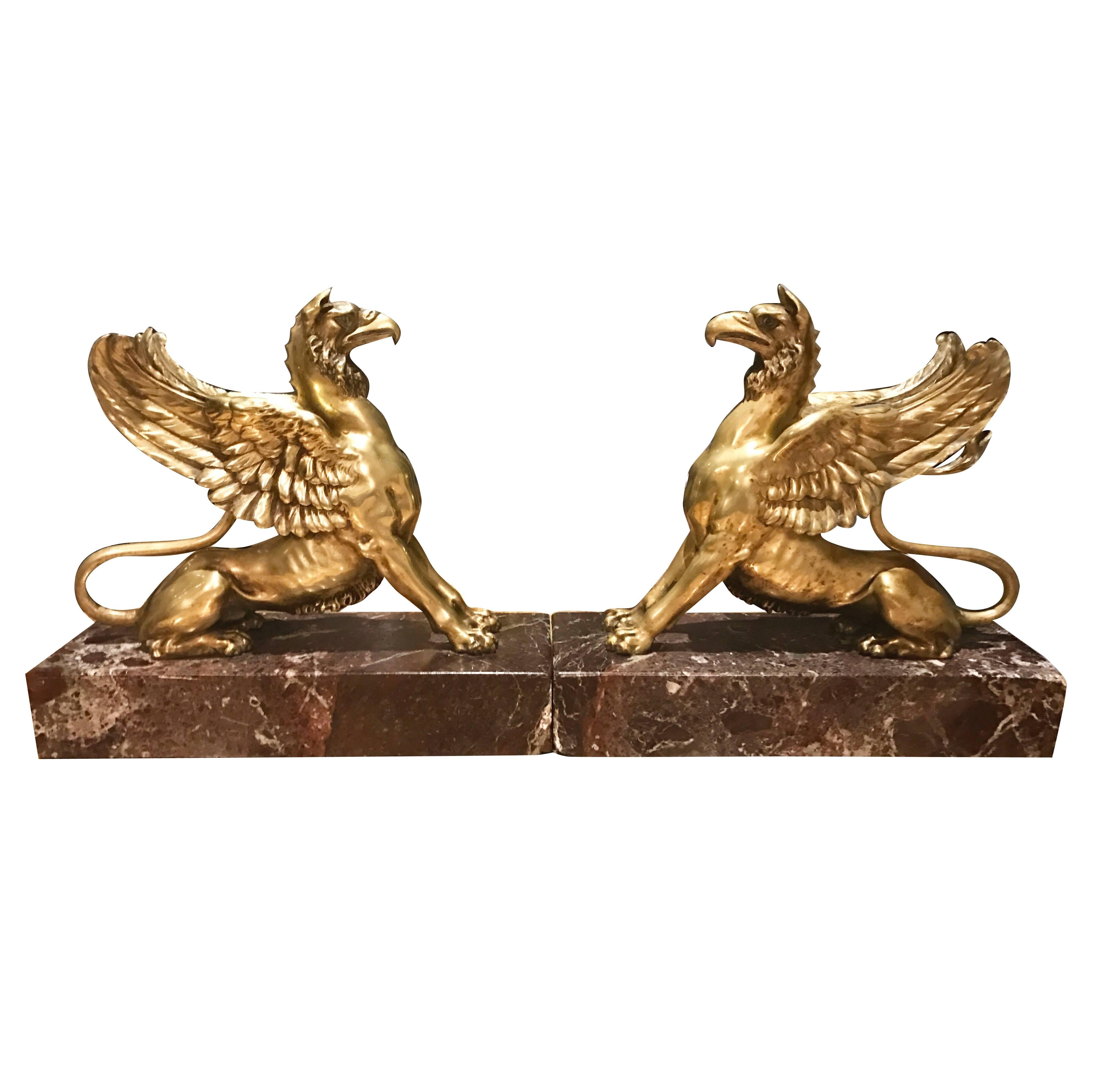 Pair of Regency Bronze Griffins