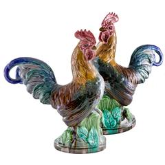 19th Century Minton Majolica Roosters 3
