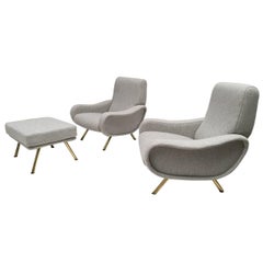 Superb Zanuso 'Lady' Chairs, 1951, Early Wood Frames with 1st edition ottoman 8