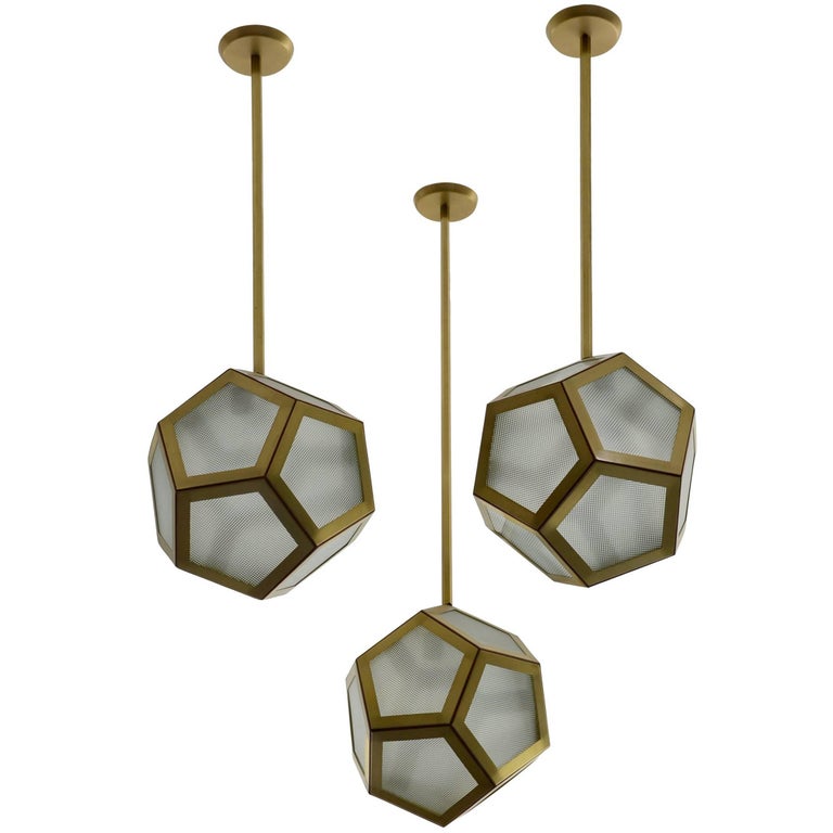 Large Cluster Chandelier Of Three Pentagone Lanterns By Design Freres For Sale At 1stdibs