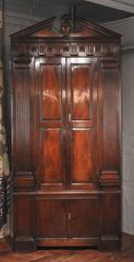 George II period early 18th Century Architectural Cuban Mahogany Corner Cupboard
