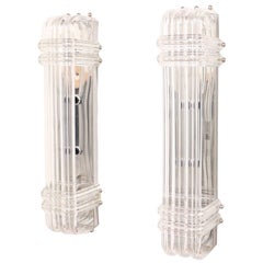 Pair of Mid-Century Modern Lucite Ribbon Sconces