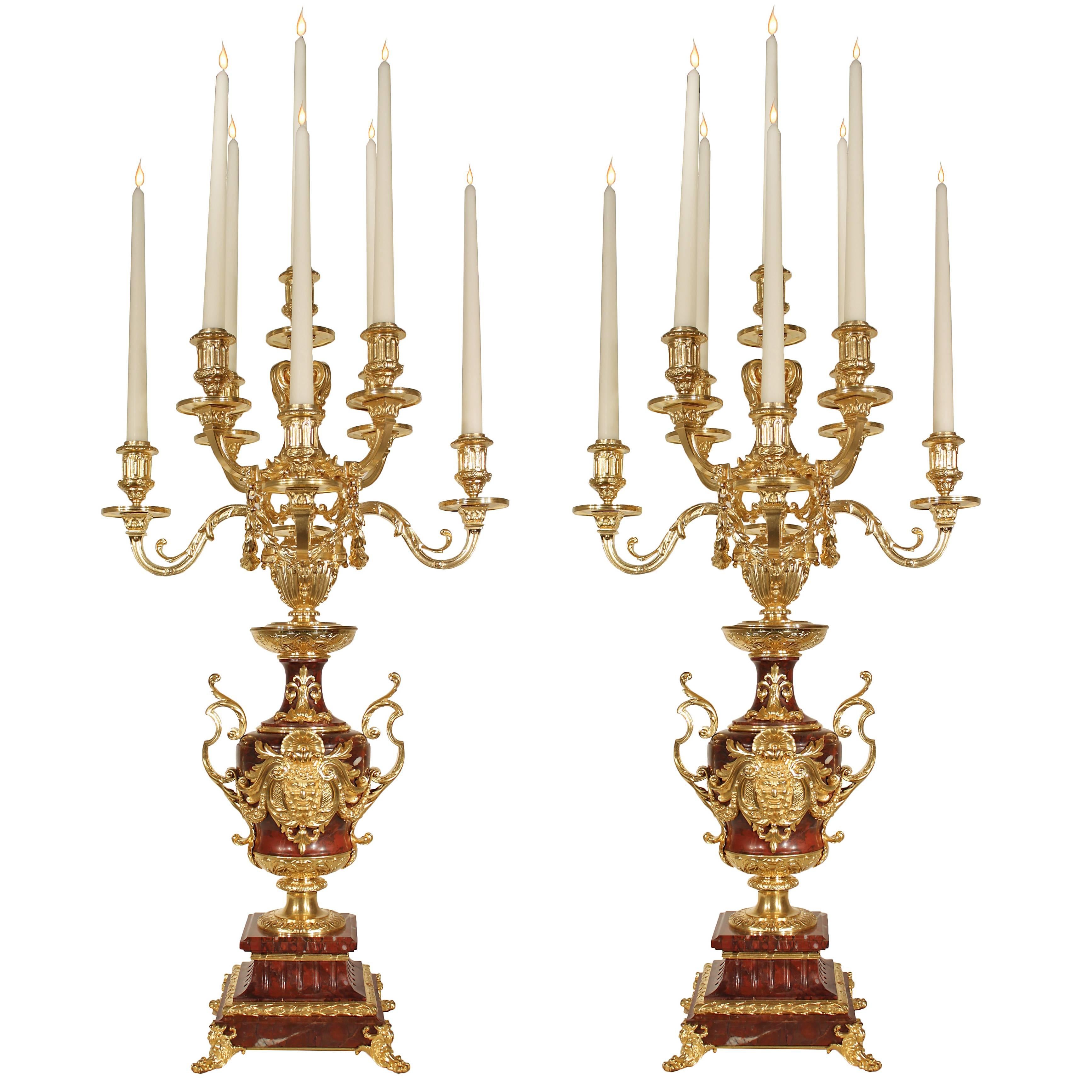 Pair of French, 19th Century Renaissance Style Signed Candelabras
