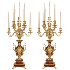 Pair of French, 19th Century Renaissance Style Signed Candelabras