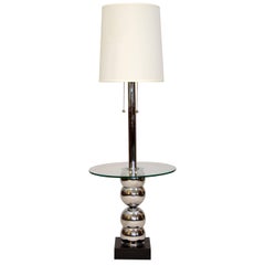 Mid Century Floor Lamp / Table Chrome & Glass