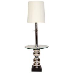 Mid Century Floor Lamp / Table Chrome & Glass 7