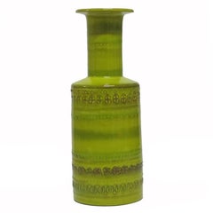 Aldo Londi Bitossi Ceramic Vase Chartreuse Signed Italy, 1960s 4
