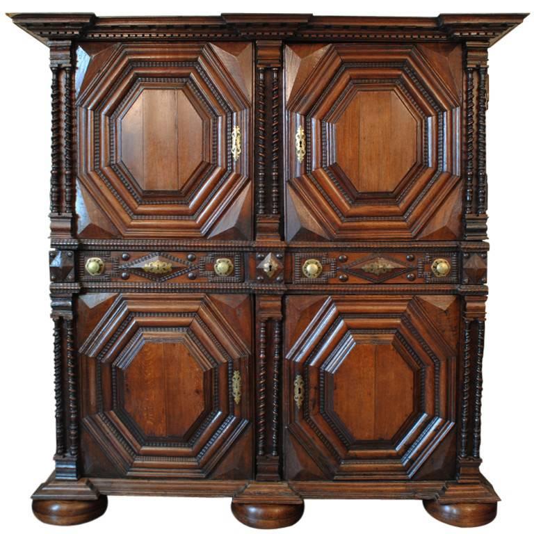 Early 18th Century French Carved Oak Armoire