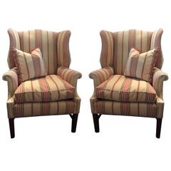 Pair of George I Style Mahogany Wing Chairs, Late 19th to Early 20th Century