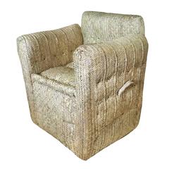 Set of Four Moroccan Woven Palm Club Chairs