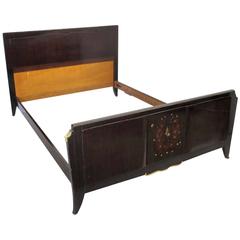 French Art Deco Bed in Rosewood attributed  to Jules Leleu 