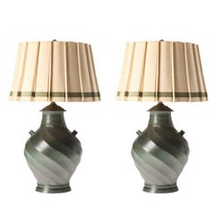 Pair of French Ceramic Vessel Lamps, circa 1950