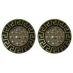 Vintage Pair of Piero Fornasetti Circular Mirror Frames with Mirrors