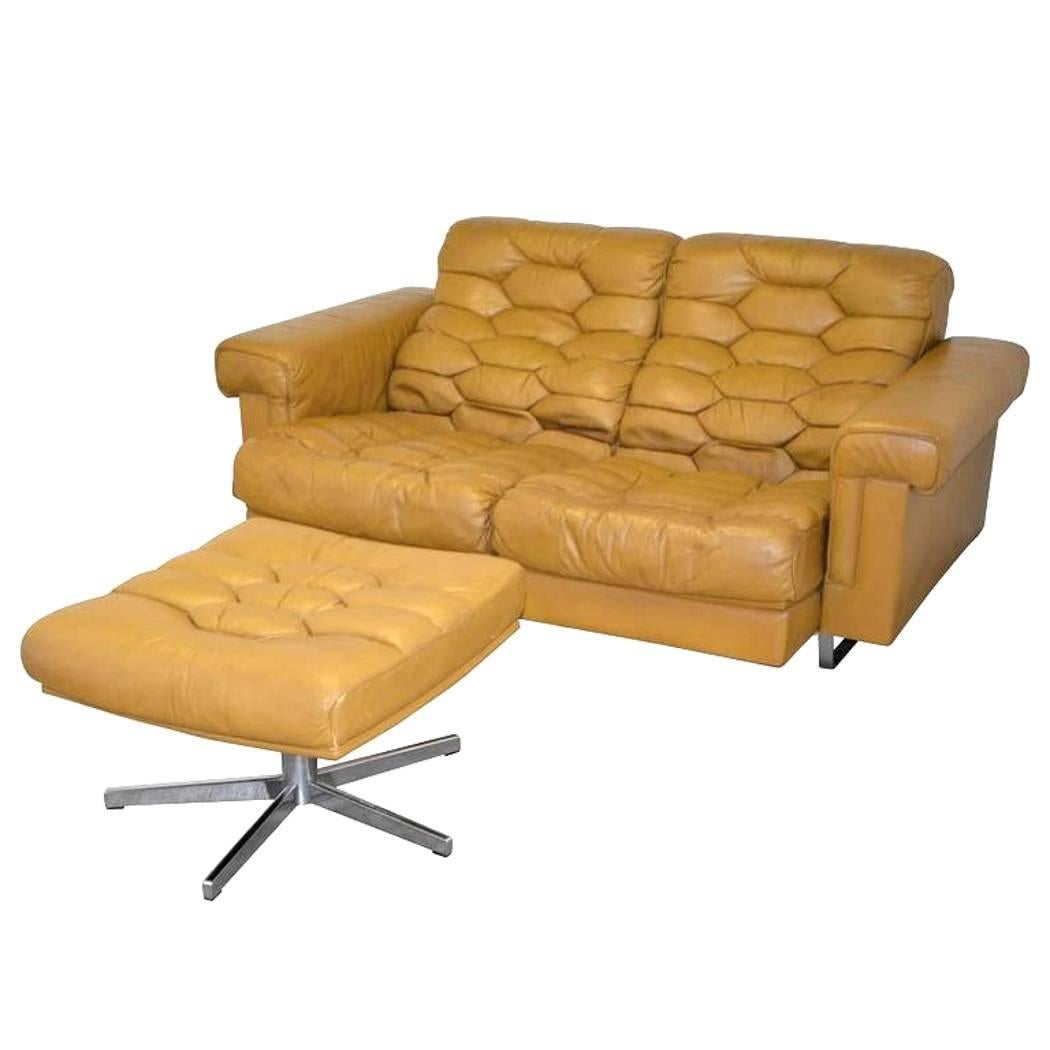 Vintage De Sede DS-P Reclining Sofa and Ottoman by Robert Haussmann, 1970s For Sale