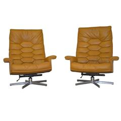 Vintage De Sede Ds 35 Executive High Back Swivel Armchairs, 1970s 10
