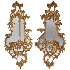 Antique Pair of 18th Century Girandole Mirrors Attributed to Thomas Johnson