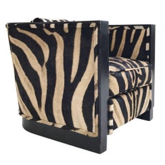 One of a Kind Paul Frankl Lounge Chair Restored in Zebra Hide