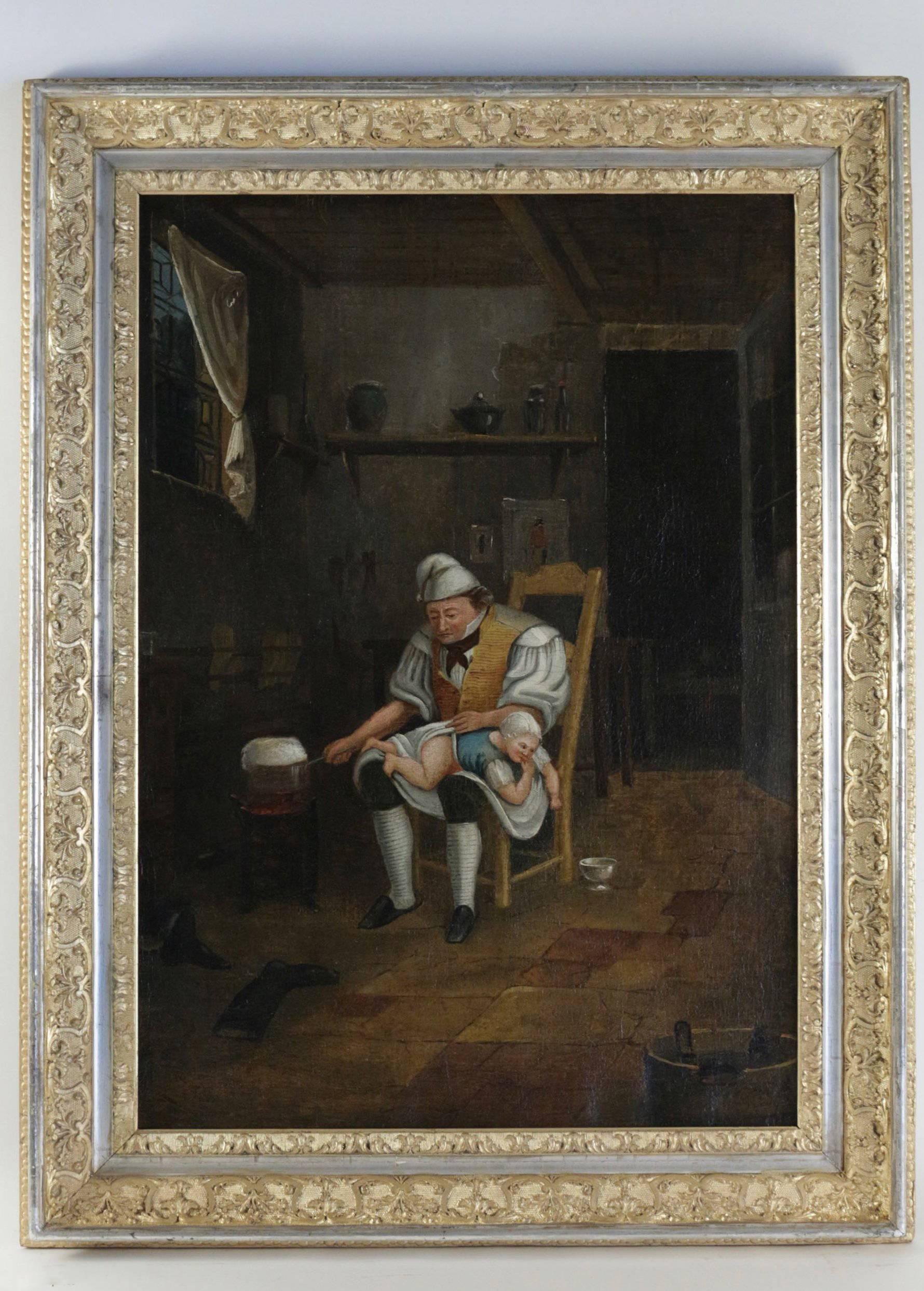 Lovely and interesting mid-19th century Dutch School. 

Oil on canvas depicting “The toilet of the child by his father”.

Beautiful Dutch School mid-19th century, circa 1850.

Our painting is in fine original condition, original