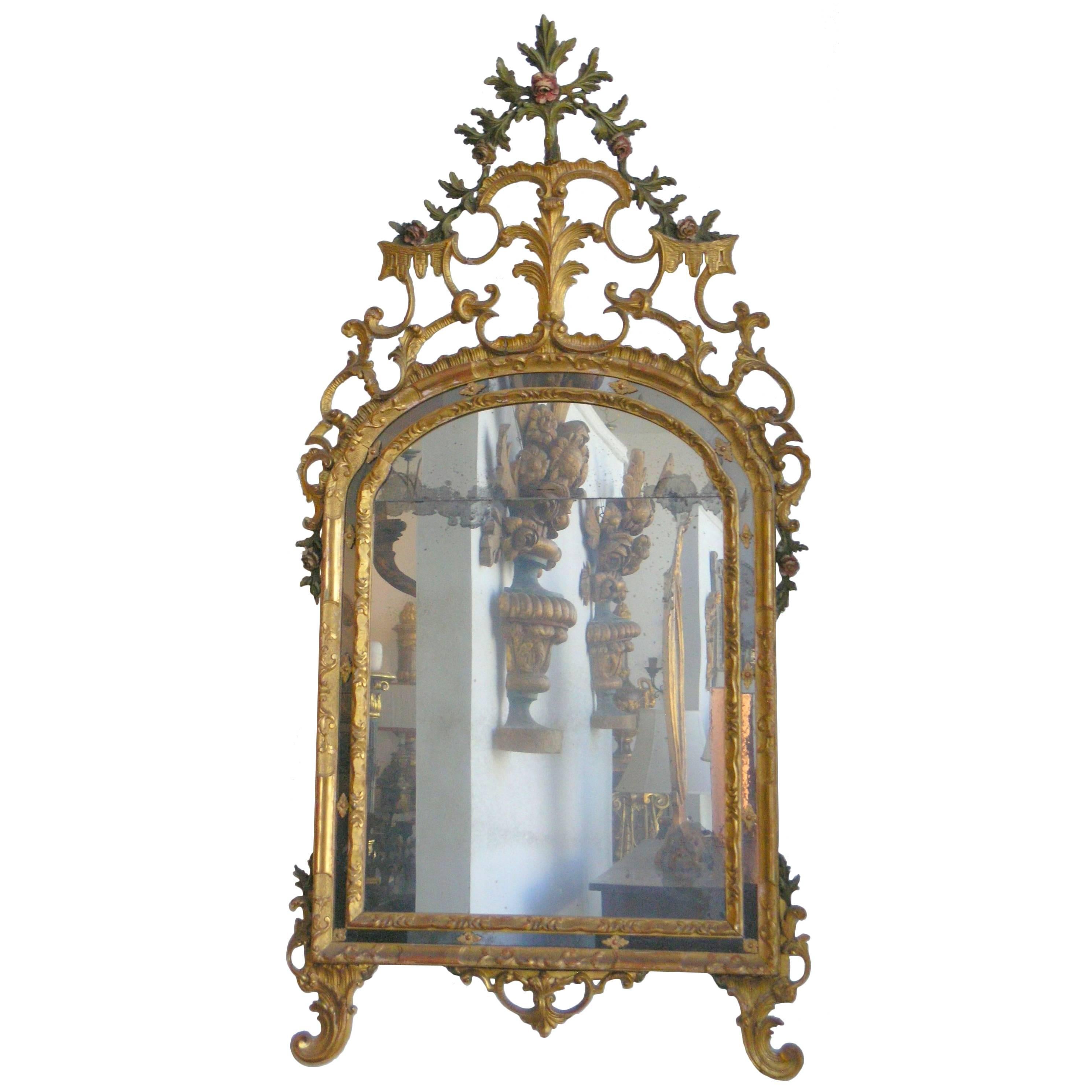 Italian Painted and Giltwood Mirror For Sale